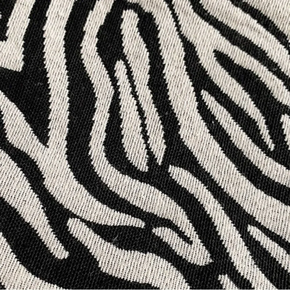 Large Zebra Tote Bag Black White Commuter Travel Minimalist Chic Fabric